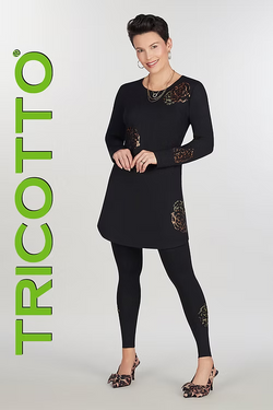 Robe Tricotto F-119 noire détails brillants dorés pour femme – Élégante et raffinée, parfaite pour sorties, occasions et événements