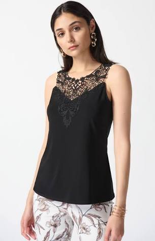Camisole élégante noire avec empiècement de dentelle – Joseph Ribkoff 242088