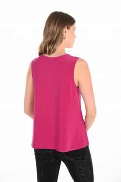 Camisole Frank Lyman 253015 fuchsia sans manches à encolure en V – Tissu fluide et extensible pour une allure féminine et polyvalente