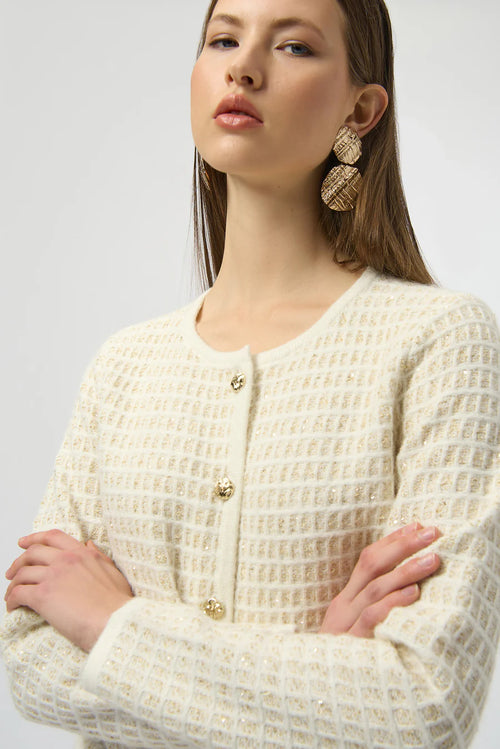 Veste courte crème texturée à boutons décoratifs Joseph Ribkoff – Modèle 254938