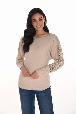 Chandail Frank Lyman 254994 en maille avec empiècements en dentelle florale – Doux, confortable et élégant, parfait pour toutes occasions