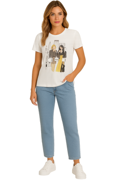 Chandail Orly 261210 blanc imprimé fashion pour femme – Urbain et élégant, parfait pour quotidien, sorties, week-end et été