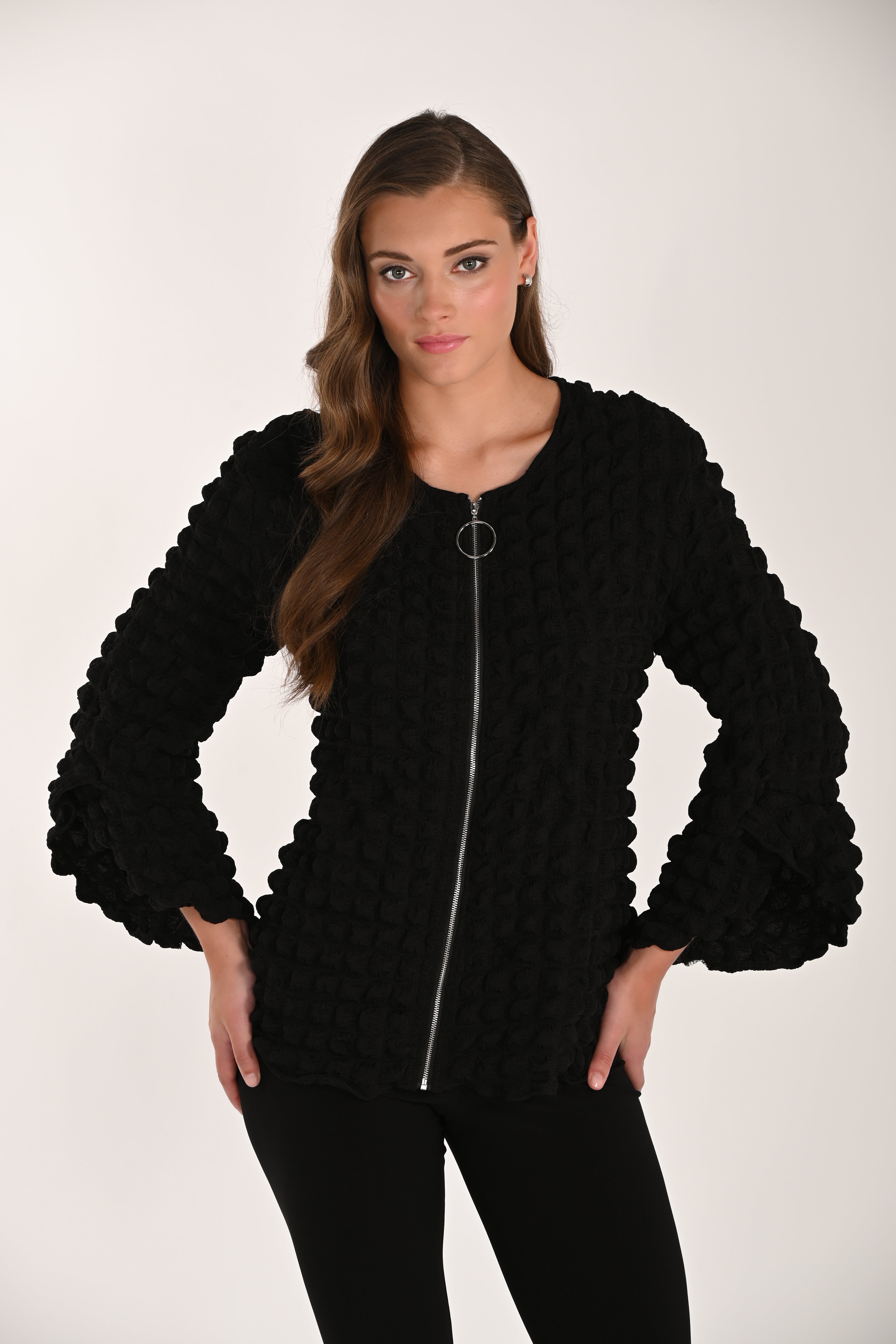 Veste Texturée Bulles Zip Frank Lyman 261614 – Noir | Suzy Mode