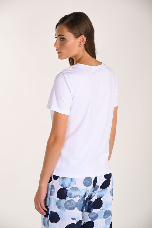 T-shirt Coquelicots Bleus Aquarelle Frank Lyman 261622 — Quand le blanc devient toile et les fleurs, poème