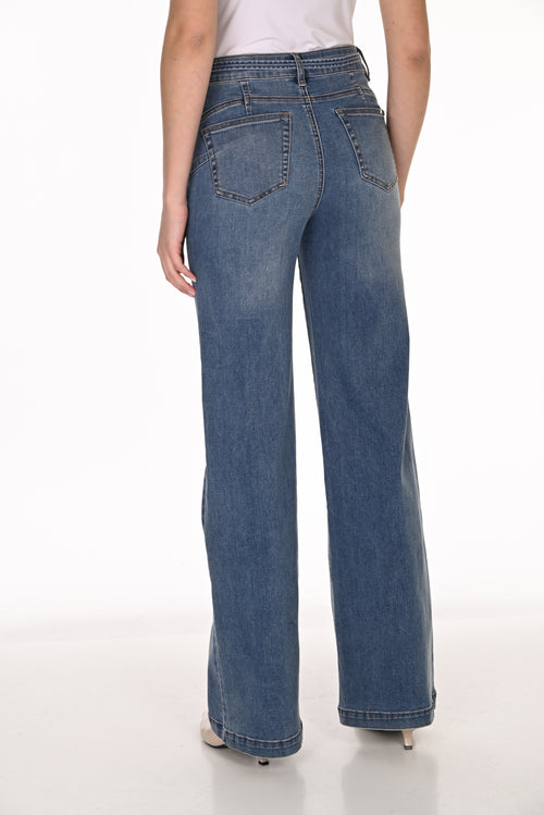 Jean Wide-Leg Revers Boucle Bijou Strass Frank Lyman 263708 — Le denim qui élève le quotidien au rang de l’exception