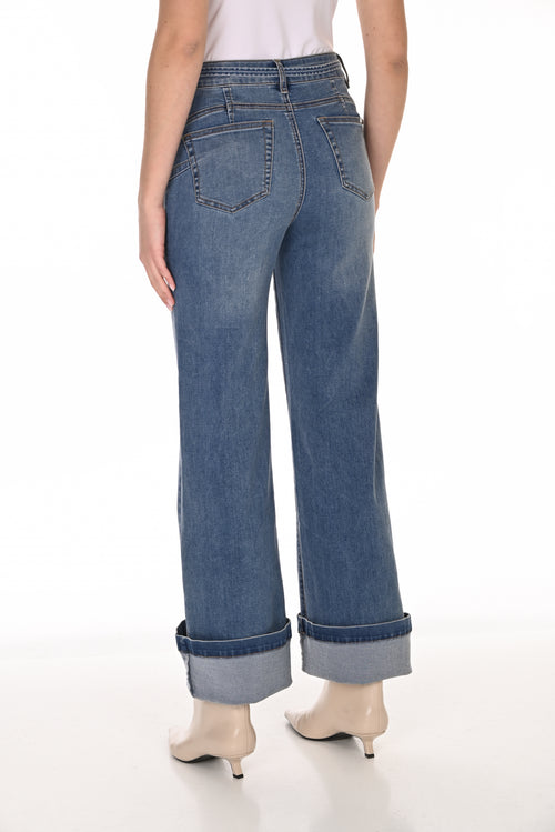 Jean Wide-Leg Revers Boucle Bijou Strass Frank Lyman 263708 — Le denim qui élève le quotidien au rang de l’exception
