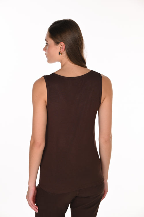 Camisole Micro-Strass Dorés Mocha Frank Lyman 263718 — Pour la femme au glamour discret, portez-la au bureau sous un blazer camel, en soirée sur une jupe satin noire, ou le weekend dans un jean crème avec un trench