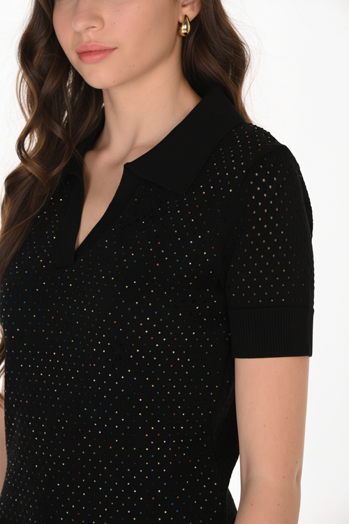 263732 - Zoom strass multicolores épaules bouffantes