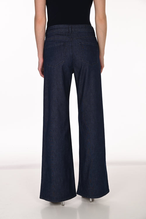 Pantalon palazzo denim Frank Lyman 263769 — La fluidité à l’état pur pour la femme qui conjugue confort et allure, du bureau au cocktail, en Bleu Minuit