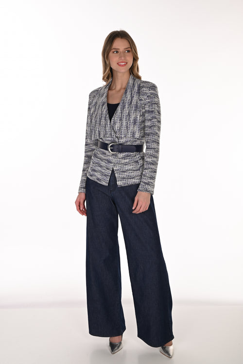 Pantalon palazzo denim Frank Lyman 263769 — La fluidité à l’état pur pour la femme qui conjugue confort et allure, du bureau au cocktail, en Bleu Minuit