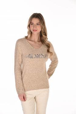 Chandail tricot Frank Lyman 263778 — Un murmure d’amour porté sur soi pour la femme qui cultive la douceur avec caractère, du quotidien chic au week-end décontracté, en Beige