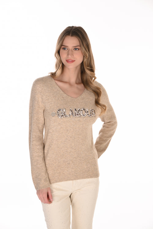 Chandail tricot Frank Lyman 263778 — Un murmure d’amour porté sur soi pour la femme qui cultive la douceur avec caractère, du quotidien chic au week-end décontracté, en Beige