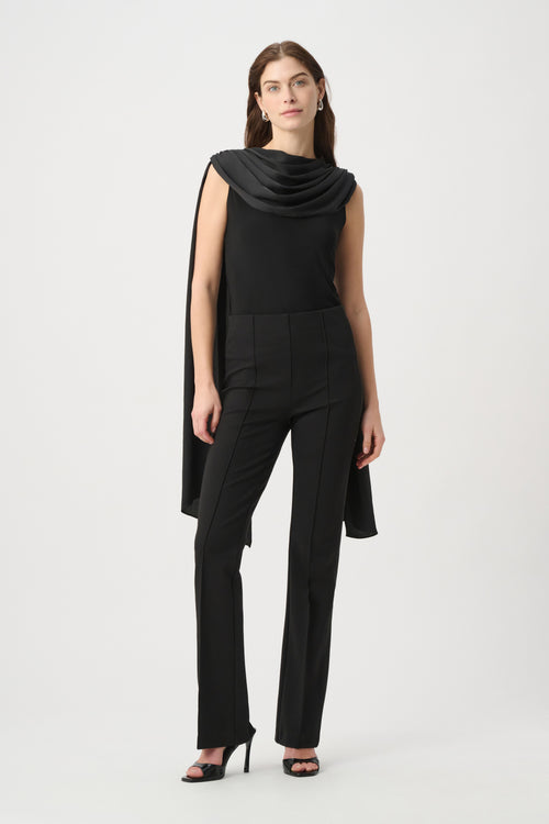 Pantalon Straight Noir Bande Micro-Strass Latérale Joseph Ribkoff 264074 — Pour la femme qui veut briller sans effort, portez-le en soirée avec un top drapé, en cocktail avec un blazer structuré, ou au bureau avec un chemisier satin ivoire
