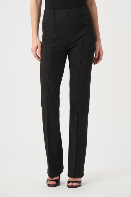 Pantalon Straight Noir Bande Micro-Strass Latérale Joseph Ribkoff 264074 — Pour la femme qui veut briller sans effort, portez-le en soirée avec un top drapé, en cocktail avec un blazer structuré, ou au bureau avec un chemisier satin ivoire