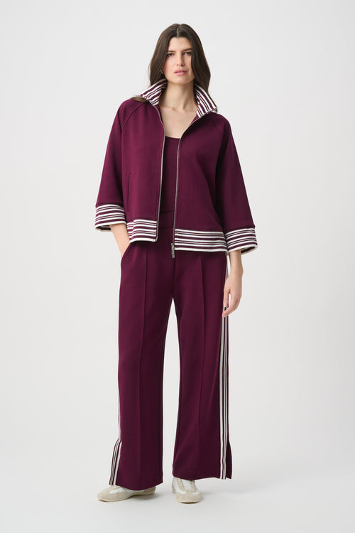 Joseph Ribkoff 264612 - Pantalon large elderberry bandes latérales - Vue ensemble complet avec veste
