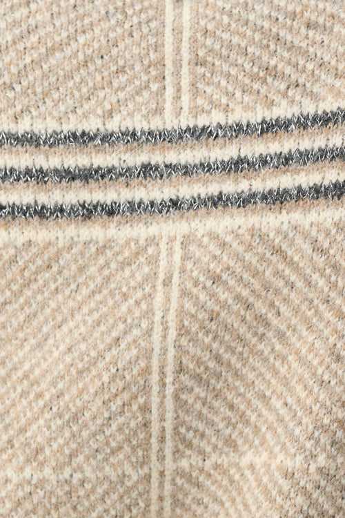 Veste en maille texturée à carreaux et boutons contrastants beige et gris Joseph Ribkoff 264909 — Pour la femme au chic discret, parce que ses détails dessinent l’allure, au bureau ou en sortie avec un pantalon ivoire
