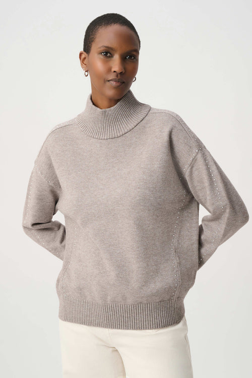 Chandail col roulé strass cristaux manches longues - Joseph Ribkoff