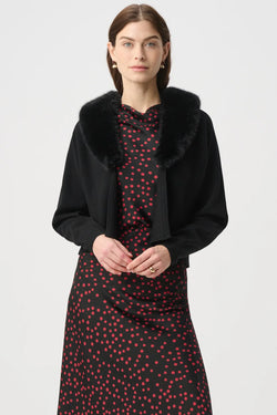 Veste Tricot Col Fausse Fourrure Joseph Ribkoff – Noir | SKU 264955 | Col détachable | Soirées & Quotidien chic