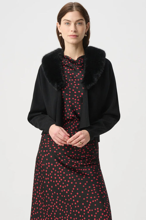 Veste Tricot Col Fausse Fourrure Joseph Ribkoff – Noir | SKU 264955 | Col détachable | Soirées & Quotidien chic