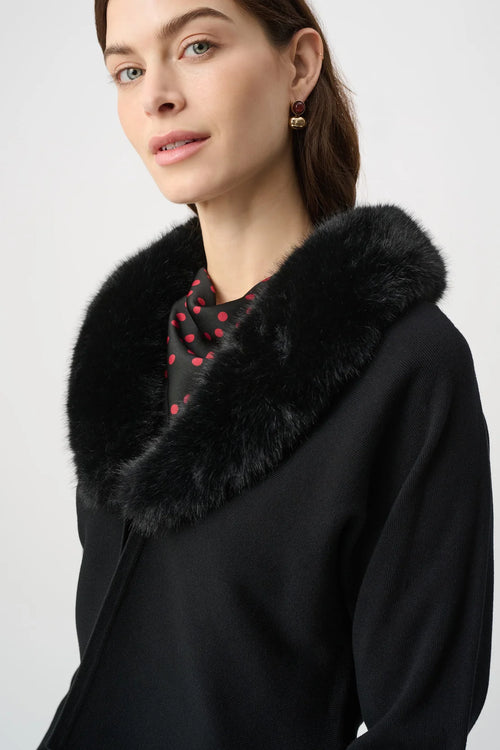 Veste Tricot Col Fausse Fourrure Joseph Ribkoff – Noir | SKU 264955 | Col détachable | Soirées & Quotidien chic