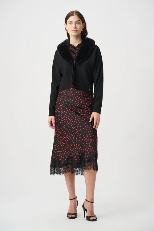 Veste Tricot Col Fausse Fourrure Joseph Ribkoff – Noir | SKU 264955 | Col détachable | Soirées & Quotidien chic