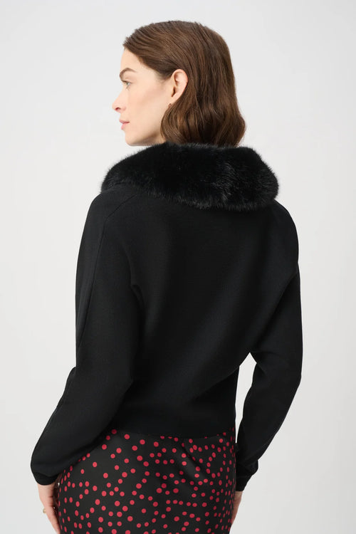 Veste Tricot Col Fausse Fourrure Joseph Ribkoff – Noir | SKU 264955 | Col détachable | Soirées & Quotidien chic