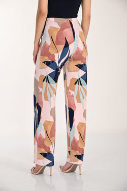 Pantalon à imprimé abstrait rose et bleu Frank Lyman 266134 – Taille haute et jambe droite pour un look chic et coloré, du bureau aux sorties élégantes