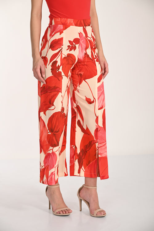 266187 Frank Lyman | Pantalon large à imprimé floral rouge – Élégance fluide et estivale