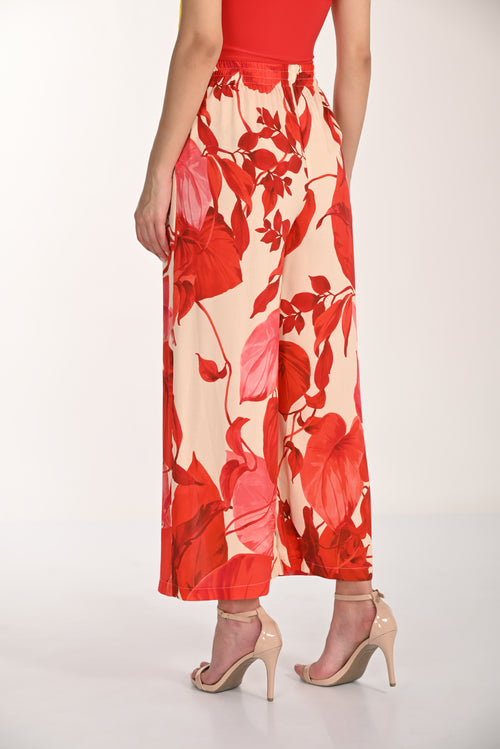 266187 Frank Lyman | Pantalon large à imprimé floral rouge – Élégance fluide et estivale
