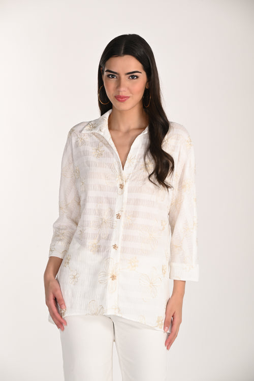 Blouse Frank Lyman 266315 blanche à manches longues – Coupe fluide et raffinée, élégante et confortable pour toutes occasions