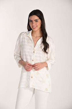 Blouse Frank Lyman 266315 blanche à manches longues – Coupe fluide et raffinée, élégante et confortable pour toutes occasions