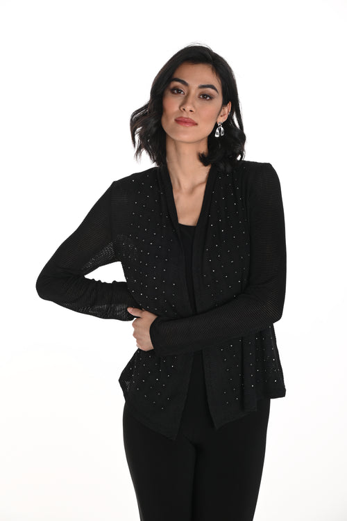 266502 Frank Lyman – Cardigan en tricot noir à détails scintillants, coupe fluide et élégante