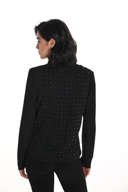 Veste Frank Lyman pour femme – Cardigan en tricot noir à détails scint