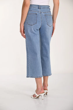 Jean Frank Lyman 266523 pour femme – Jean écourté à taille haute et détails décoratifs au style moderne