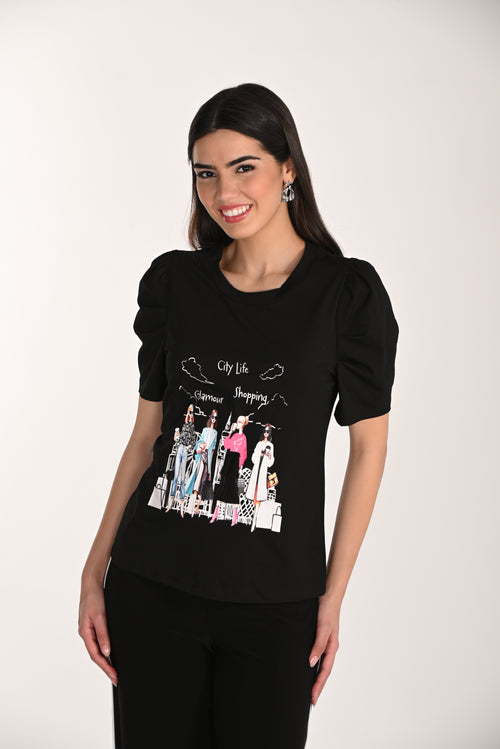 Chandail Manches Bouffantes City Life Frank Lyman (266531) — pour la femme qui porte ses passions sur elle, qui l’enfile avec un pantalon noir et qui choisit le glamour même les jours ordinaires