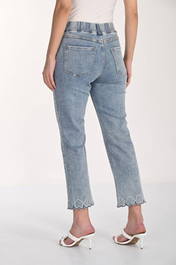 Jean Frank Lyman à taille extensible avec finition brodée pour allure féminine et moderne