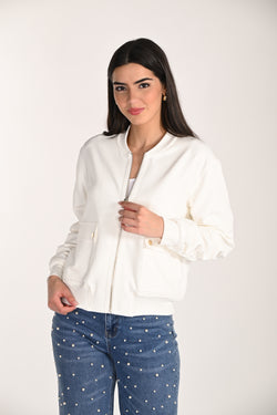 Veste Frank Lyman 266580 zippée en tricot extensible pour femme – Manches longues, style casual chic et confortable