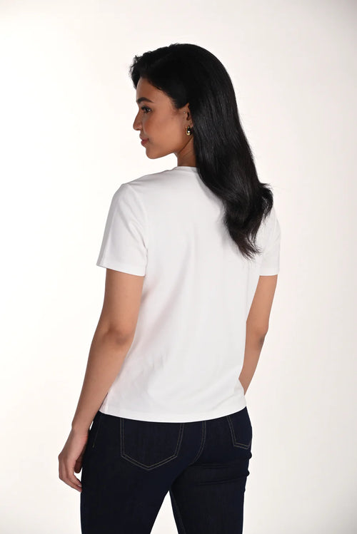 T-shirt Frank Lyman 266583 pour femme – Haut blanc à motif sac décoratif au style chic et contemporain