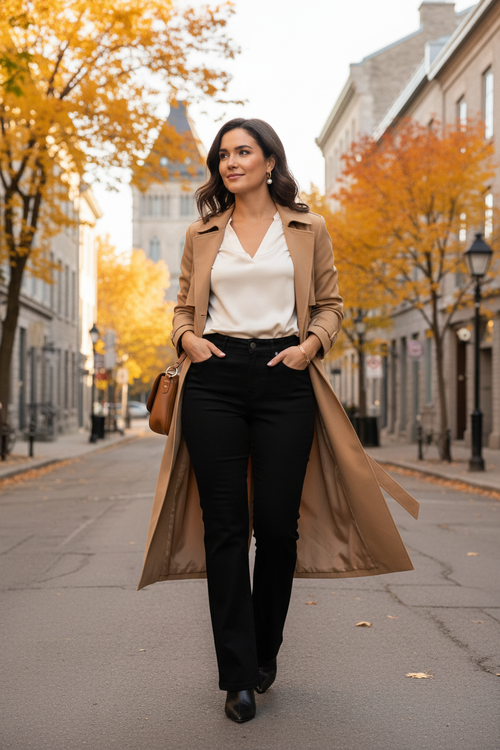266597 Noir - Vieux-Montréal trench camel automne