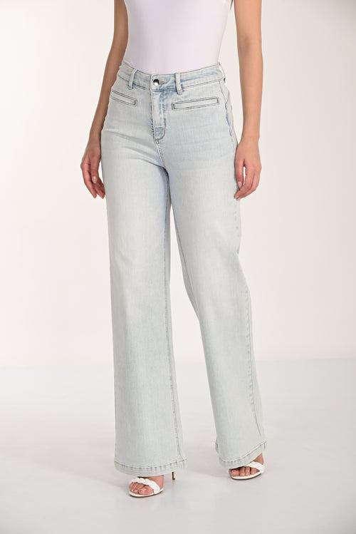266597 Frank Lyman | Pantalon en denim tissé blanc à jambe droite – Élégance structurée et confort moderne