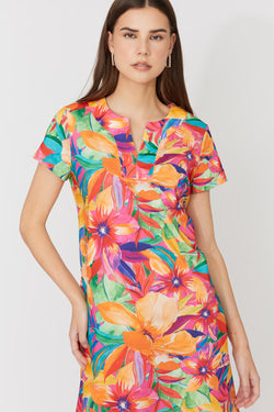 Robe Compli K 36005 tropicale imprimé floral multicolore pour femme – Vibrante et élégante, parfaite pour été, vacances et occasions