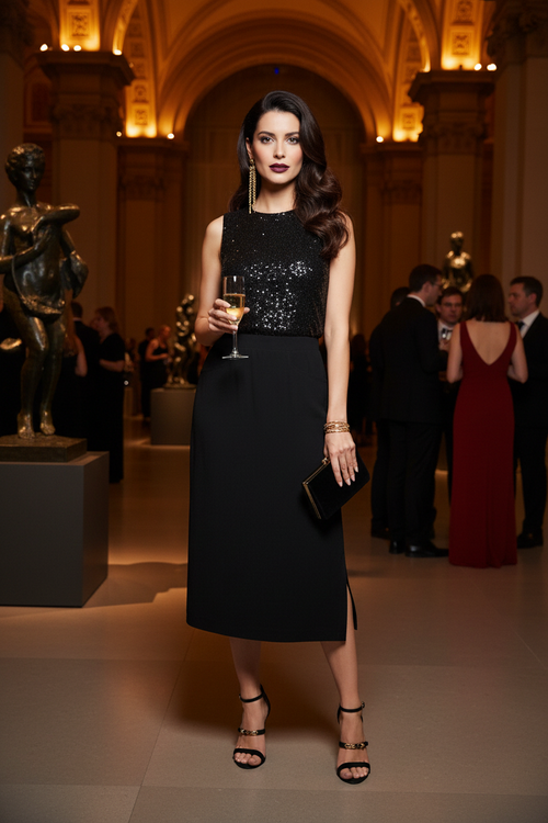 36606 Noir - Gala MBAM sparkle top soirée