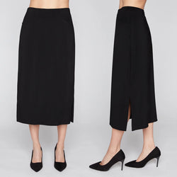 Jupe Midi Droite Fente Latérale Taille Haute Élastique Compli K 36606 — Pour la femme au style intemporel et raffiné, portez-la au bureau avec un blazer, en soirée avec un top scintillant, ou le weekend avec un pull oversized