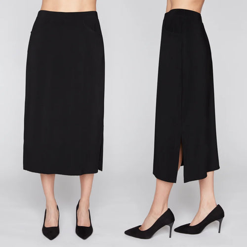 Jupe Midi Droite Fente Latérale Taille Haute Élastique Compli K 36606 — Pour la femme au style intemporel et raffiné, portez-la au bureau avec un blazer, en soirée avec un top scintillant, ou le weekend avec un pull oversized