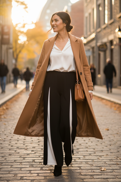 50204 - Promenade Rue Saint-Paul Vieux-Montréal manteau camel automne