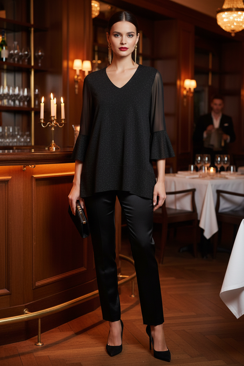 50306 - Dîner Toqué noir scintillant volant chandelle