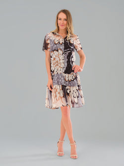 Robe Tricotto 56242 à imprimé floral multicolore – Coupe droite à manches courtes, idéale pour le quotidien chic et les sorties estivales