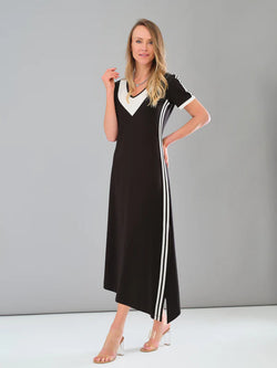 Robe longue Tricotto 56479 noire sans manches à encolure arrondie et détails décoratifs inspirés de l'univers marin – Idéale pour vacances et sorties estivales