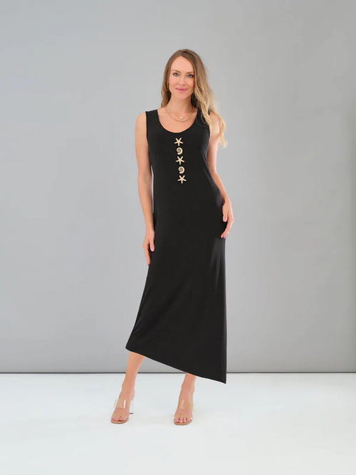 Robe Tricotto 56479 longue noire pour femme – Élégante et confortable, parfaite pour vacances, sorties estivales et occasions décontractées