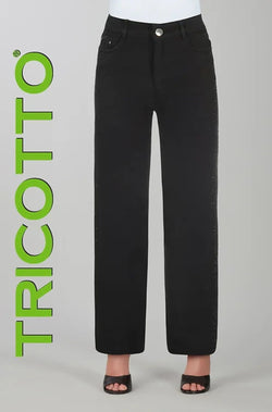 Pantalon Tricotto 756 noir jambe droite détails brillants latéraux pour femme – Élégant et raffiné, parfait pour sorties, occasions et événements